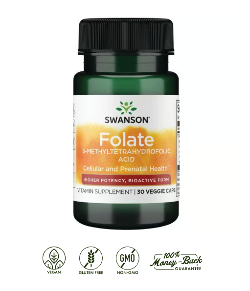 Folate 5-Methyltetrahydrofolic Swanson 30 capsulas