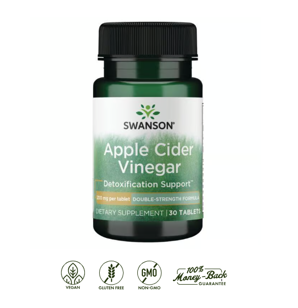 Swanson Apple Cider Vinagre de Manzana 200 mg | 30 Tabletas · Digestión