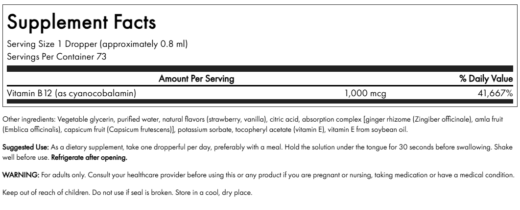 B12 Cyanocobalamin Liquid Swanson 59 ml