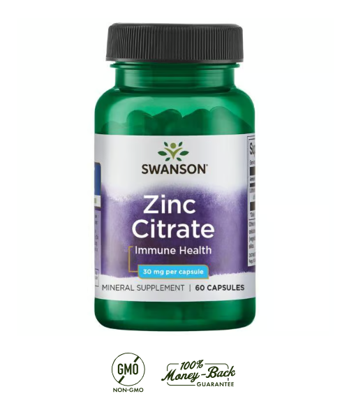 Swanson Citrato de Zinc 50 mg | 60 Cápsulas · Sistema Inmune y Testosterona