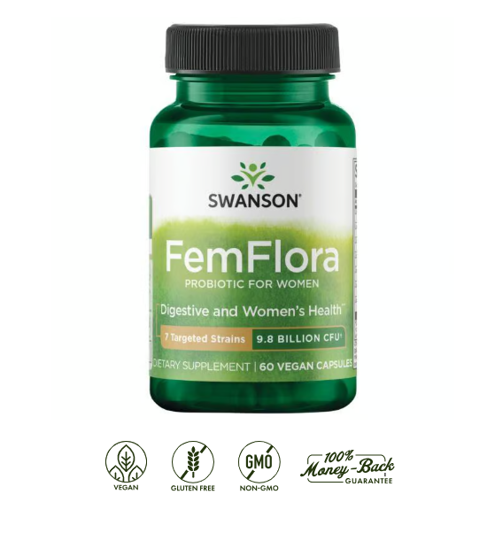 LIQUIDACIÓN - Swanson FemFlora Probiótico Femenino | 60 Cápsulas · Salud íntima e Intestinal