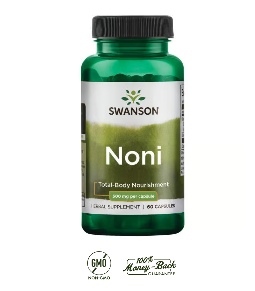 Swanson Noni Tropical 500 mg | 60 Cápsulas · Inmunidad y Bienestar Hawaiiano