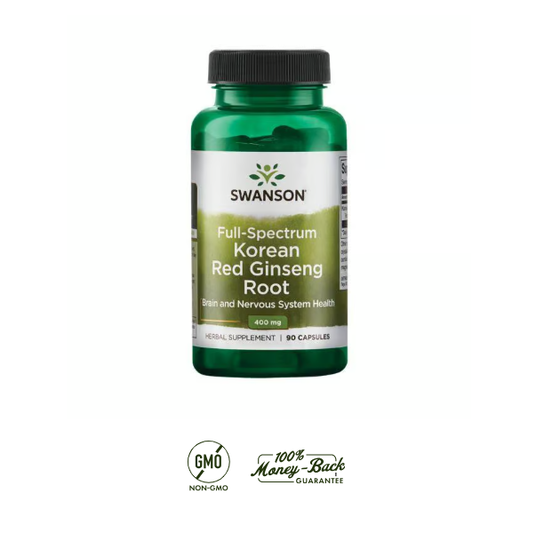 Swanson Ginseng Coreano Rojo Raíz 400 mg | 90 Cápsulas · Energía y Vitalidad