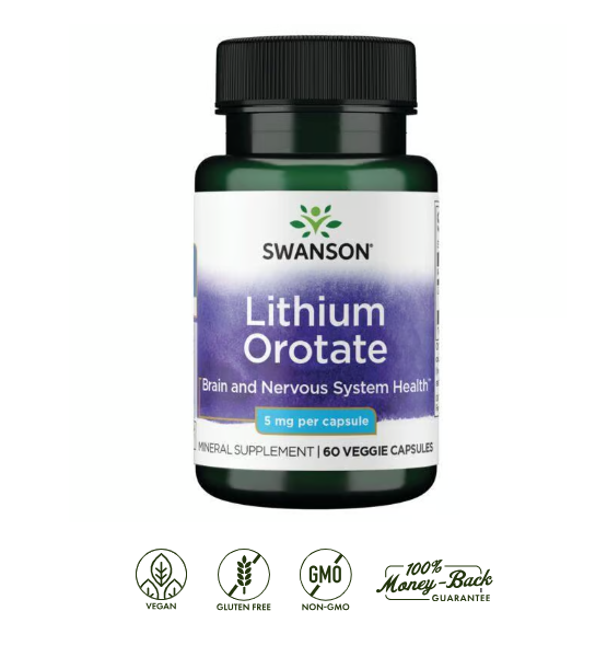 Swanson Litio Orotato 5 mg | 60 Cápsulas · Estado de Ánimo y Sistema Nervioso