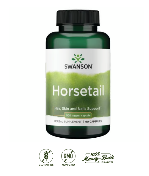 Swanson Cola de Caballo 500 mg | 90 Cápsulas · Cabello, Piel y Uñas Naturales