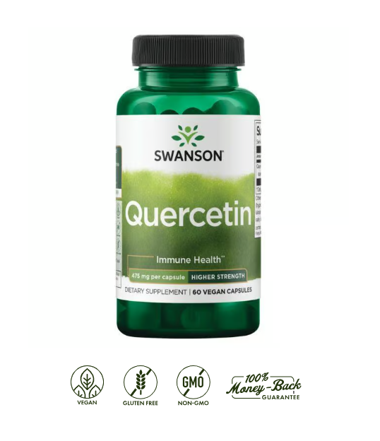 Swanson Quercetina Alta Potencia 475 mg | 60 Cápsulas · Antioxidante y Apoyo Estacional
