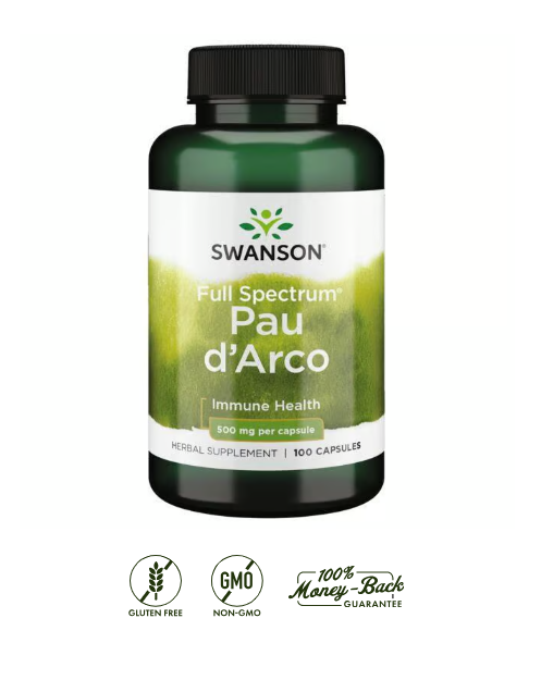 Swanson Pau d'Arco 500 mg | 100 Cápsulas · Apoyo al Sistema Inmune