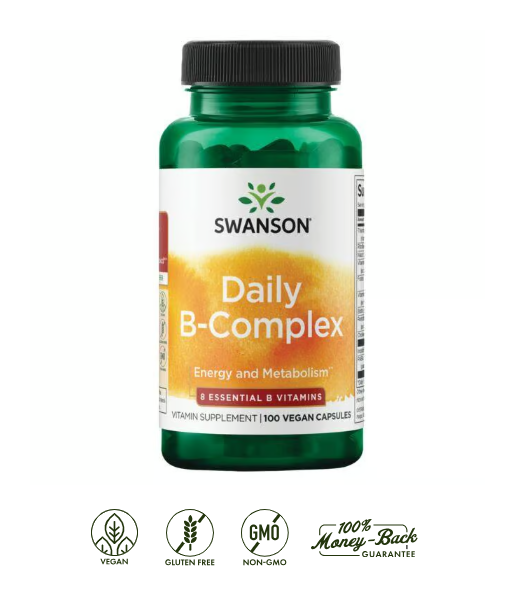 Swanson Daily B-Complex Vitaminas Grupo B | 100 Cápsulas · Energía Diaria