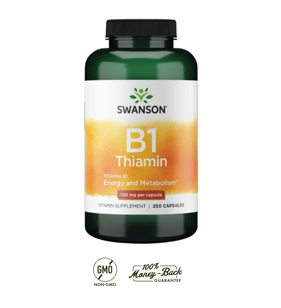 Swanson Vitamina B1 Tiamina 100 mg | 250 Cápsulas · Energía y Sistema Nervioso