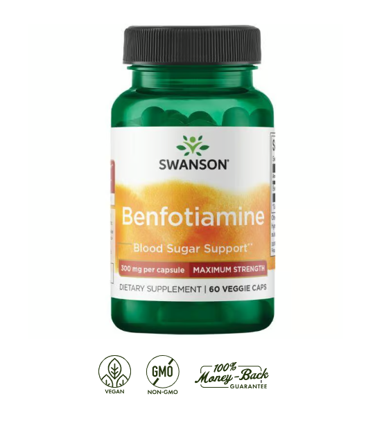 Swanson Benfotiamina Vitamina B1 300 mg | 60 Cápsulas · Salud Nerviosa y Glucosa