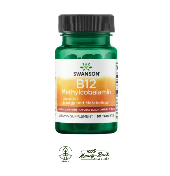 Swanson Vitamina B12 Metilcobalamina 2.500 mcg | 60 Tabletas · Energía y Memoria