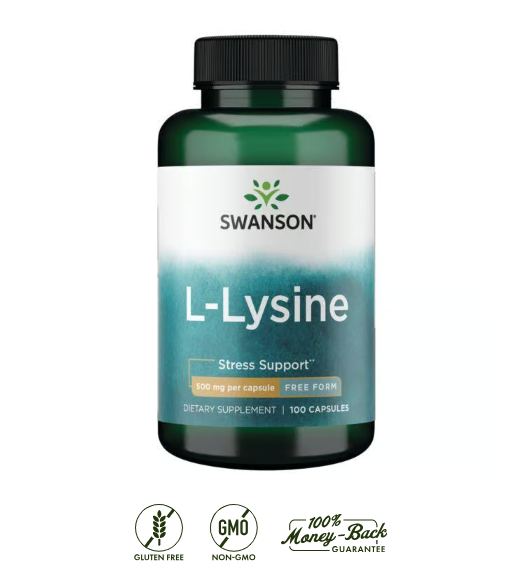 Swanson L-Lisina Stress Support 500 mg | 100 Cápsulas · Sistema Inmune y Anti-Estrés