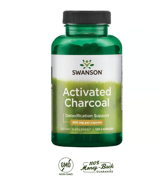 Swanson Carbón Activado 260 mg | 120 Cápsulas · Detox Digestivo y Antitoxinas