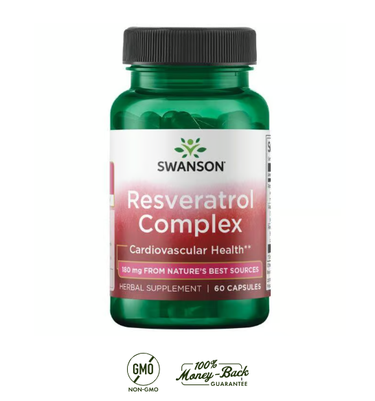 Swanson Resveratrol Complejo 180 mg | 60 Cápsulas · Antioxidante Antienvejecimiento