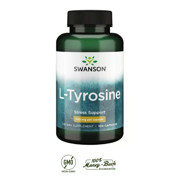 Swanson L-Tirosina 500 mg | 100 Cápsulas · Concentración y Estado de Ánimo