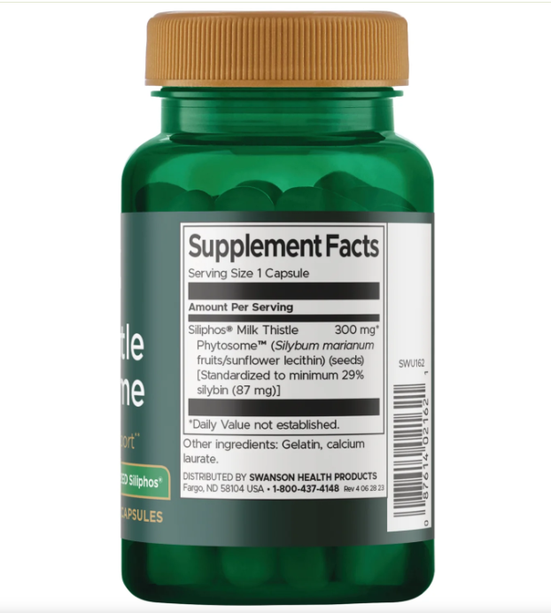 Swanson Milk Thistle Phytosome 60 Cápsulas – Silimarina para el Hígado | Máxima Absorción