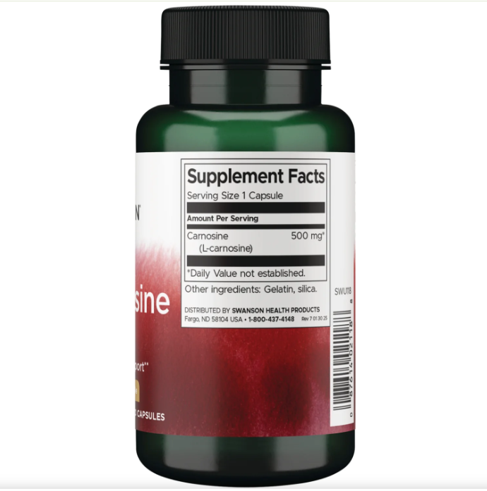Swanson L-Carnosina 500 mg – Antienvejecimiento y Protección Celular | 60 Cápsulas