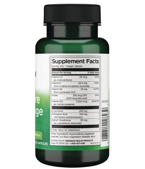 Swanson Telomere Advantage Antienvejecimiento | 60 Cápsulas Veg · Telómeros y Longevidad