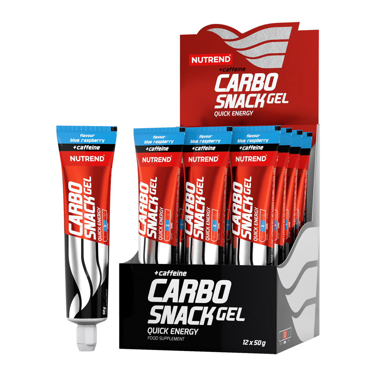 Nutrend Carbosnack Gel Energético Tubo con Cafeína Caja 12 | 31 g Carbos + 60 mg Cafeína