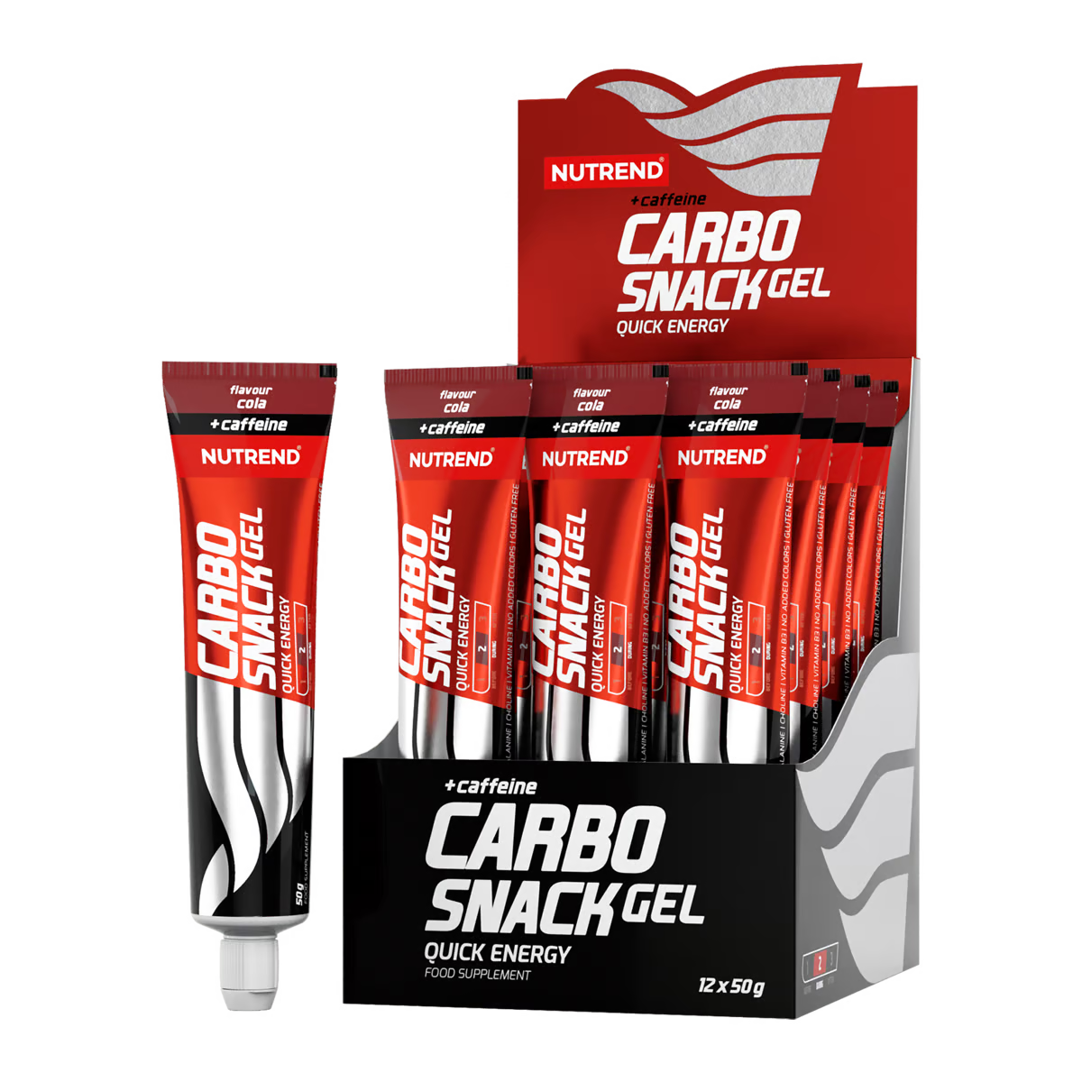 Nutrend Carbosnack Gel Energético Tubo con Cafeína Caja 12 | 31 g Carbos + 60 mg Cafeína