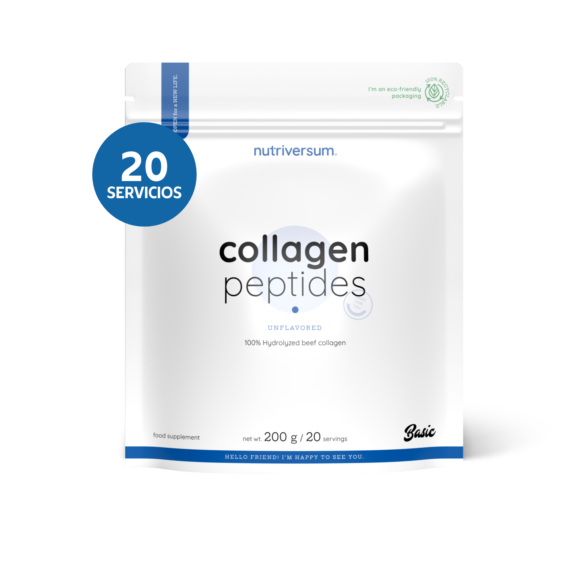Collagen Peptides 100% - Nutriversum - 200g / 20 Servicios