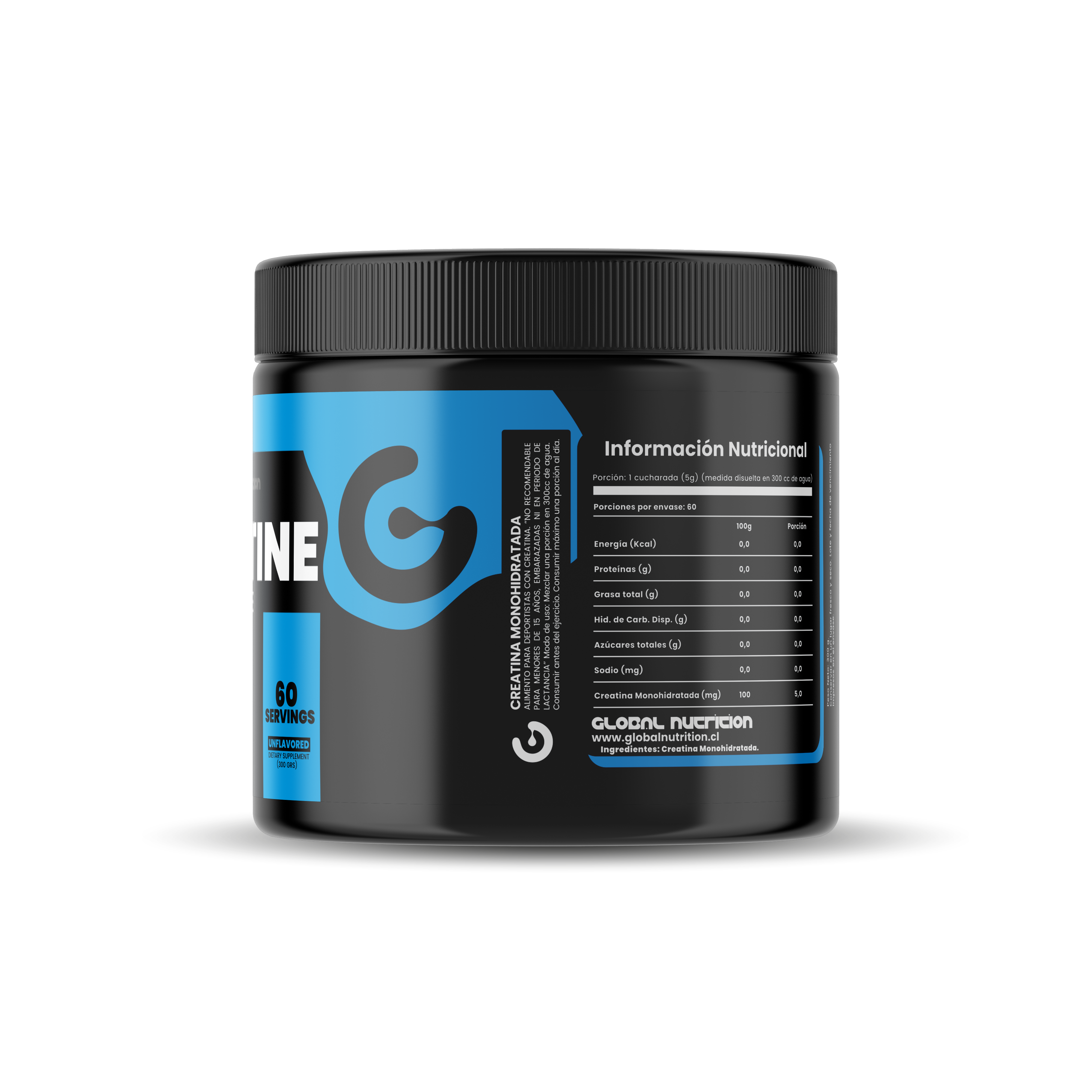 Creatina Monohydrate 300 Grs - 60 Servicios  | Global Nutrition Chile 🇨🇱