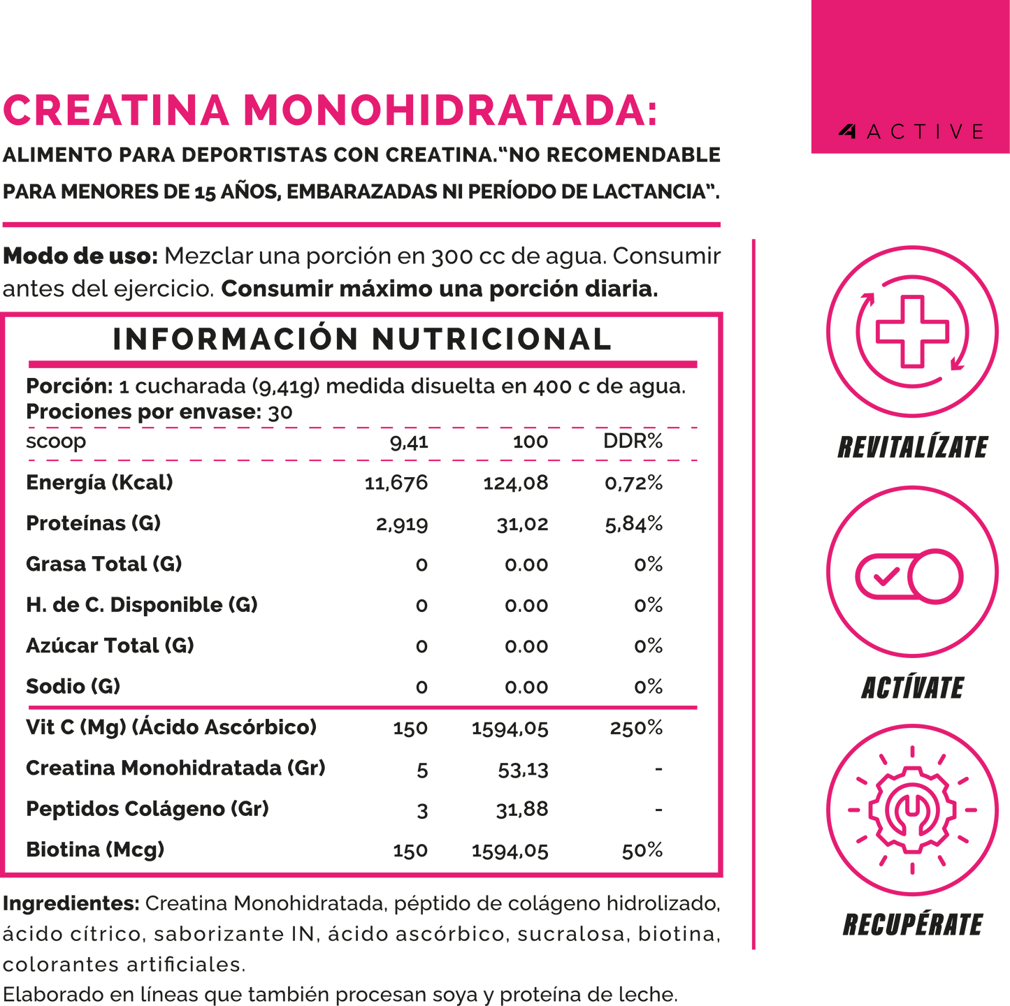 4Active Creatine Beauty + Women 282 Grs