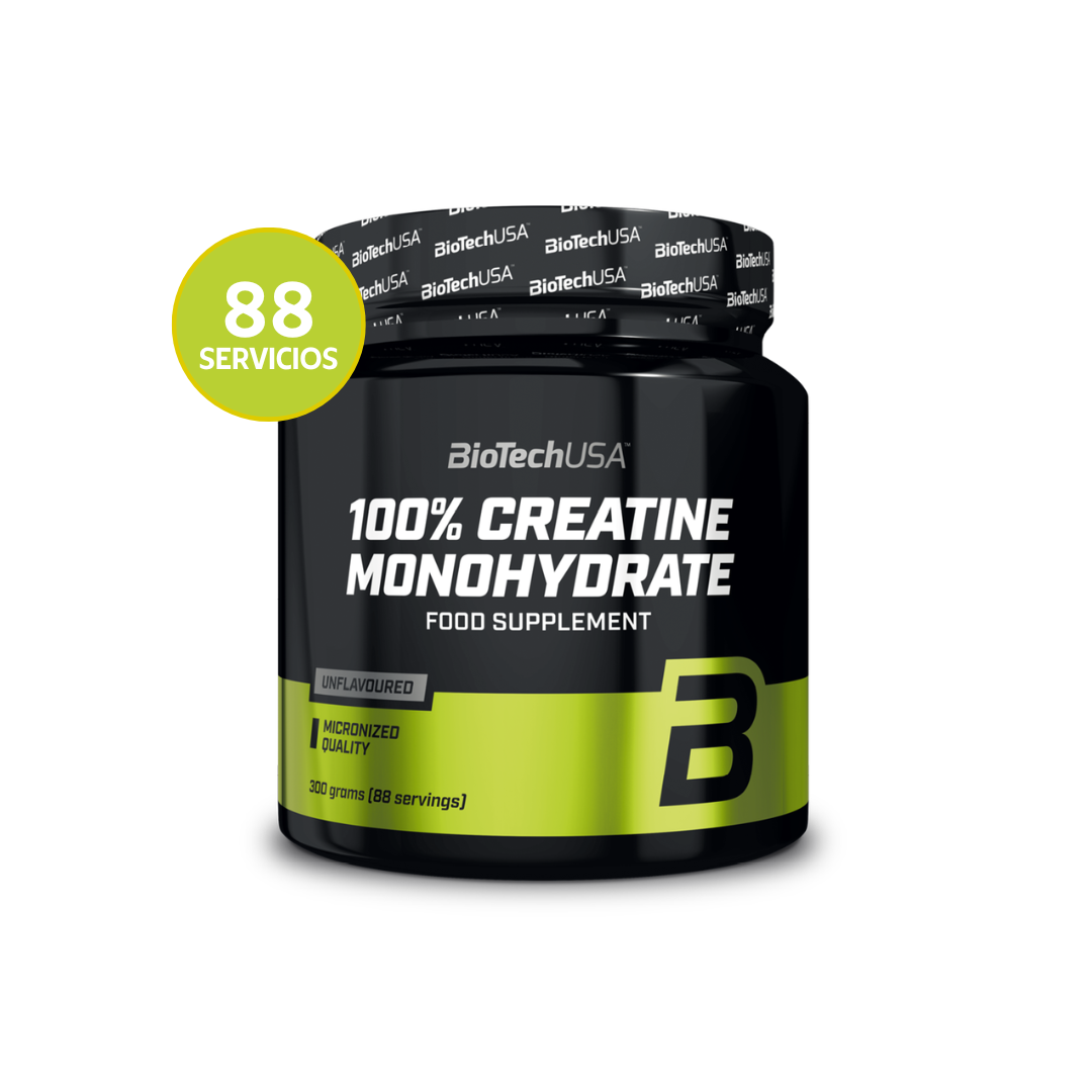 BioTechUSA Creatina Monohidratada 100% Pura 300 g | 88 Servicios · 3g por Toma · Fuerza