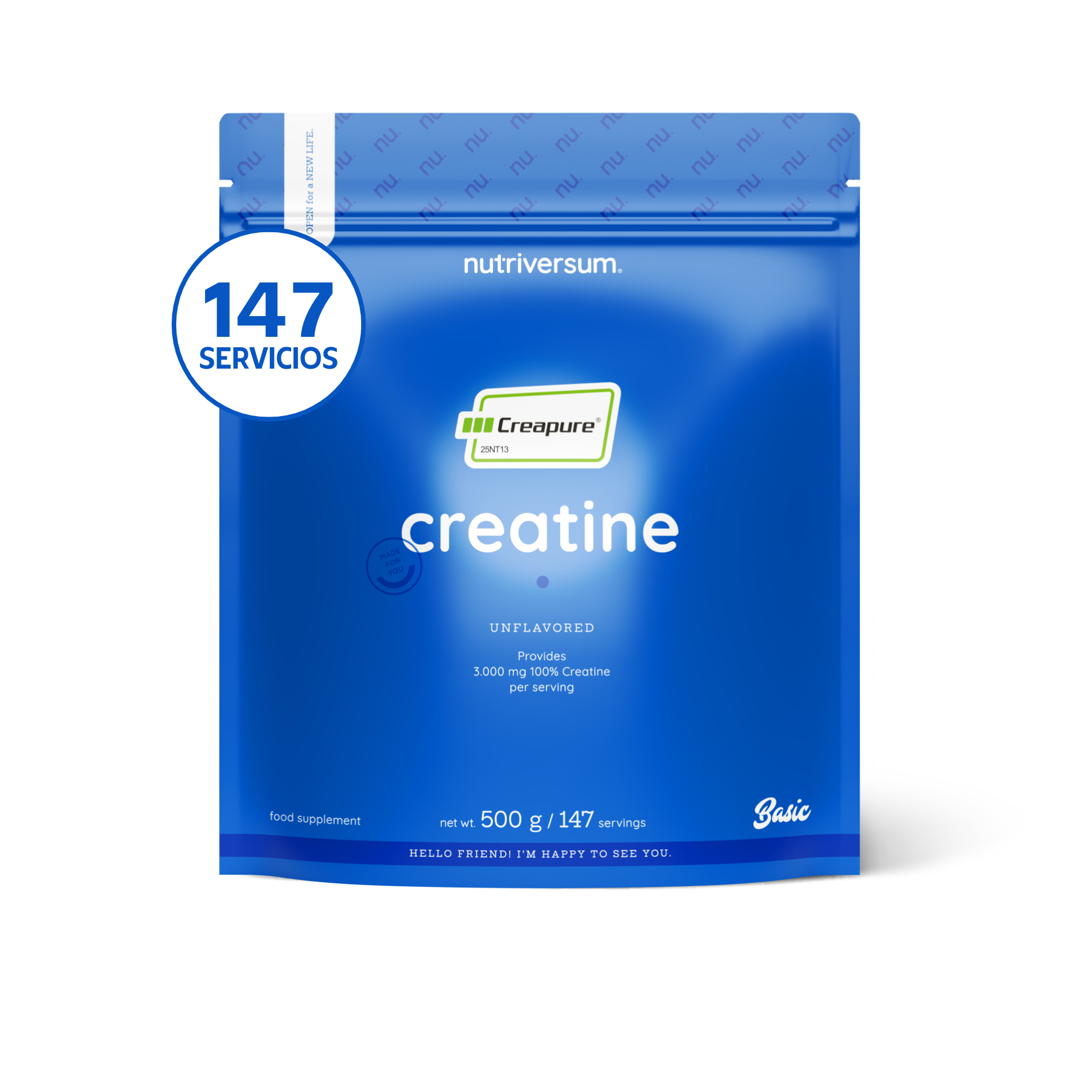 Creatine 100% Creapure Nutriversum 500g / 147 Servicios