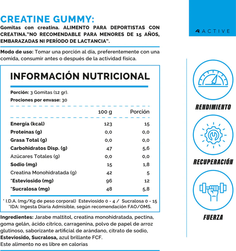 Creatine Gummy 4active 90 gomitas