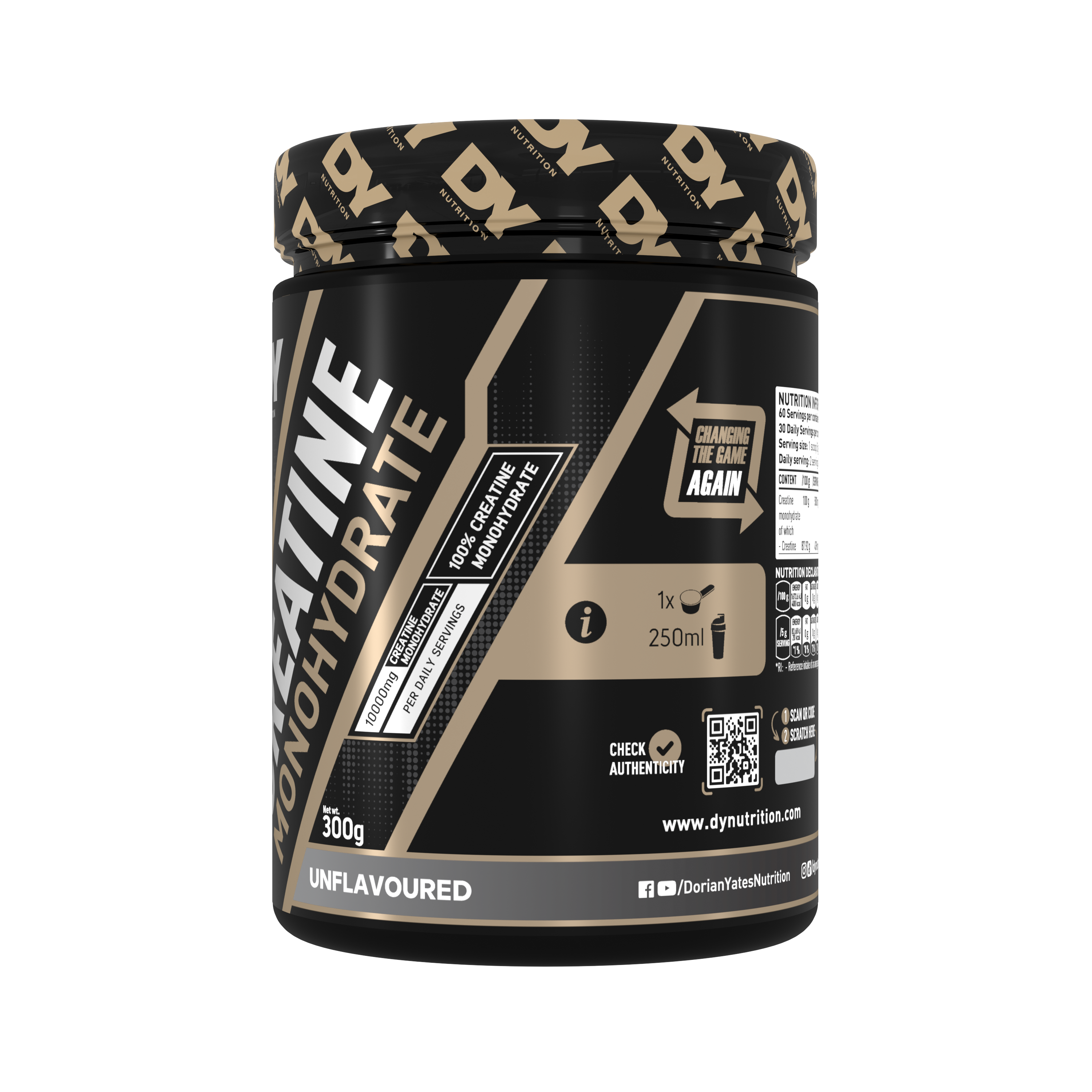 Dynutrition Creatine Shadow Monohydrate Dorian Yates 300 g | 60 Servicios · 5g por Toma