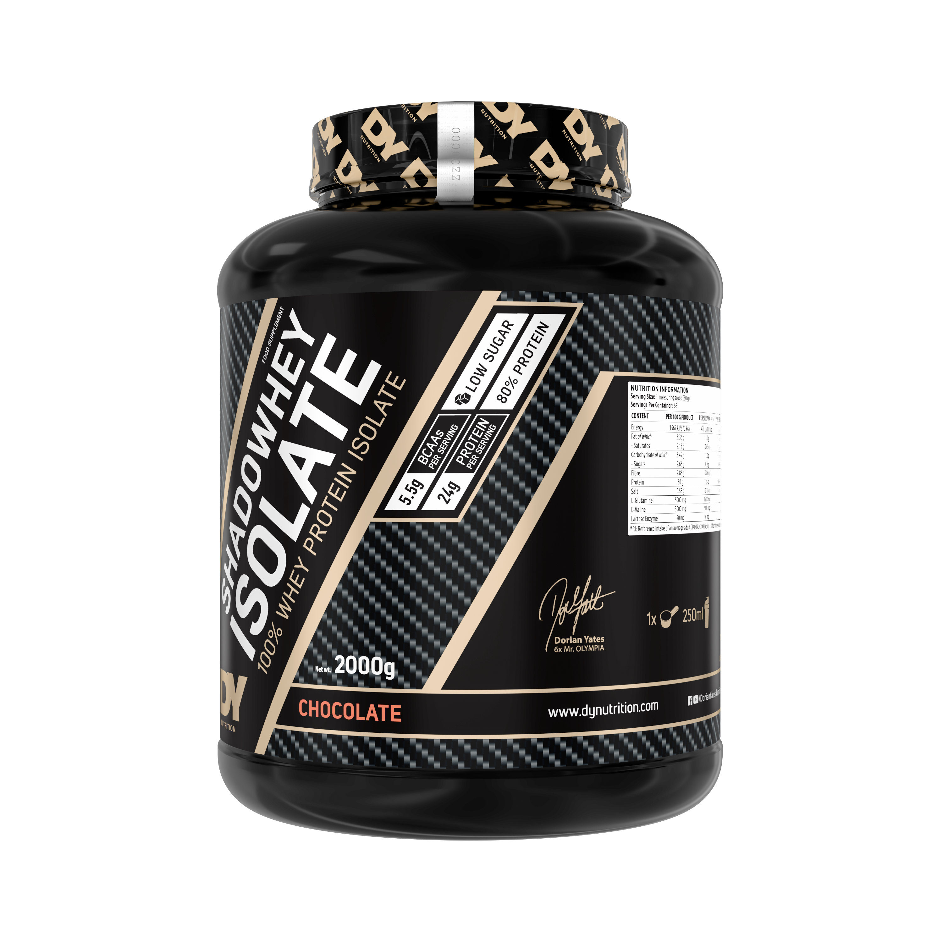 Dynutrition ShadoWhey Isolate Dorian Yates 2 kg | 66 Servicios · 26g Proteína · Bajo en Carbos
