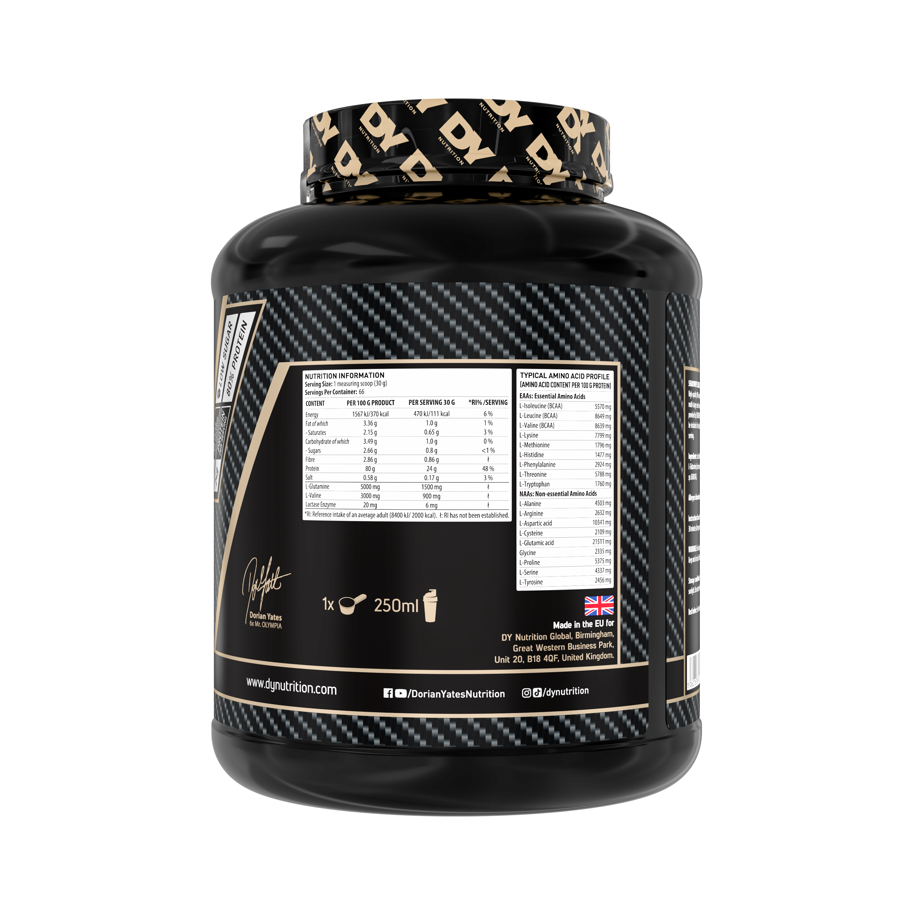 Dynutrition ShadoWhey Isolate Dorian Yates 2 kg | 66 Servicios · 26g Proteína · Bajo en Carbos