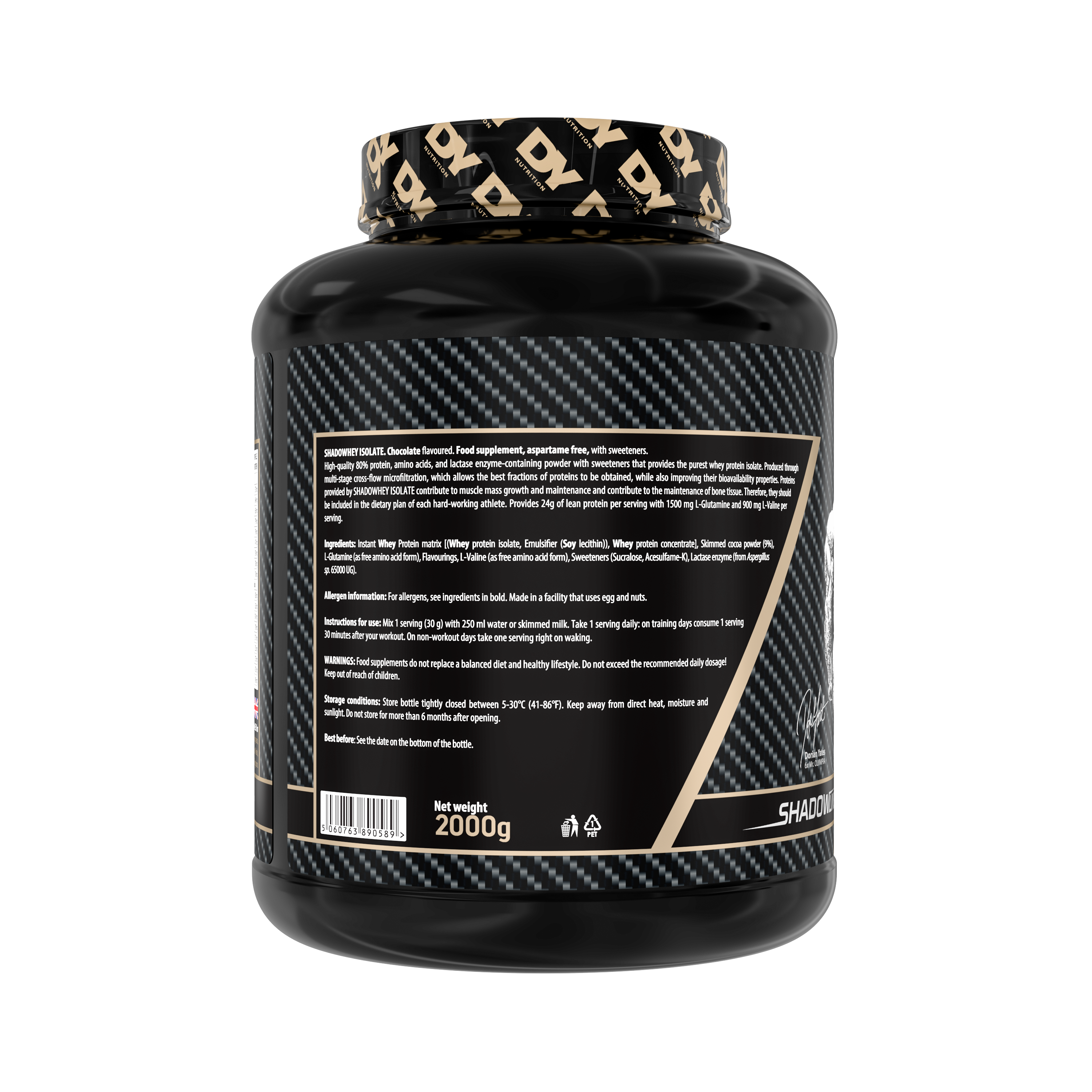 Dynutrition ShadoWhey Isolate Dorian Yates 2 kg | 66 Servicios · 26g Proteína · Bajo en Carbos