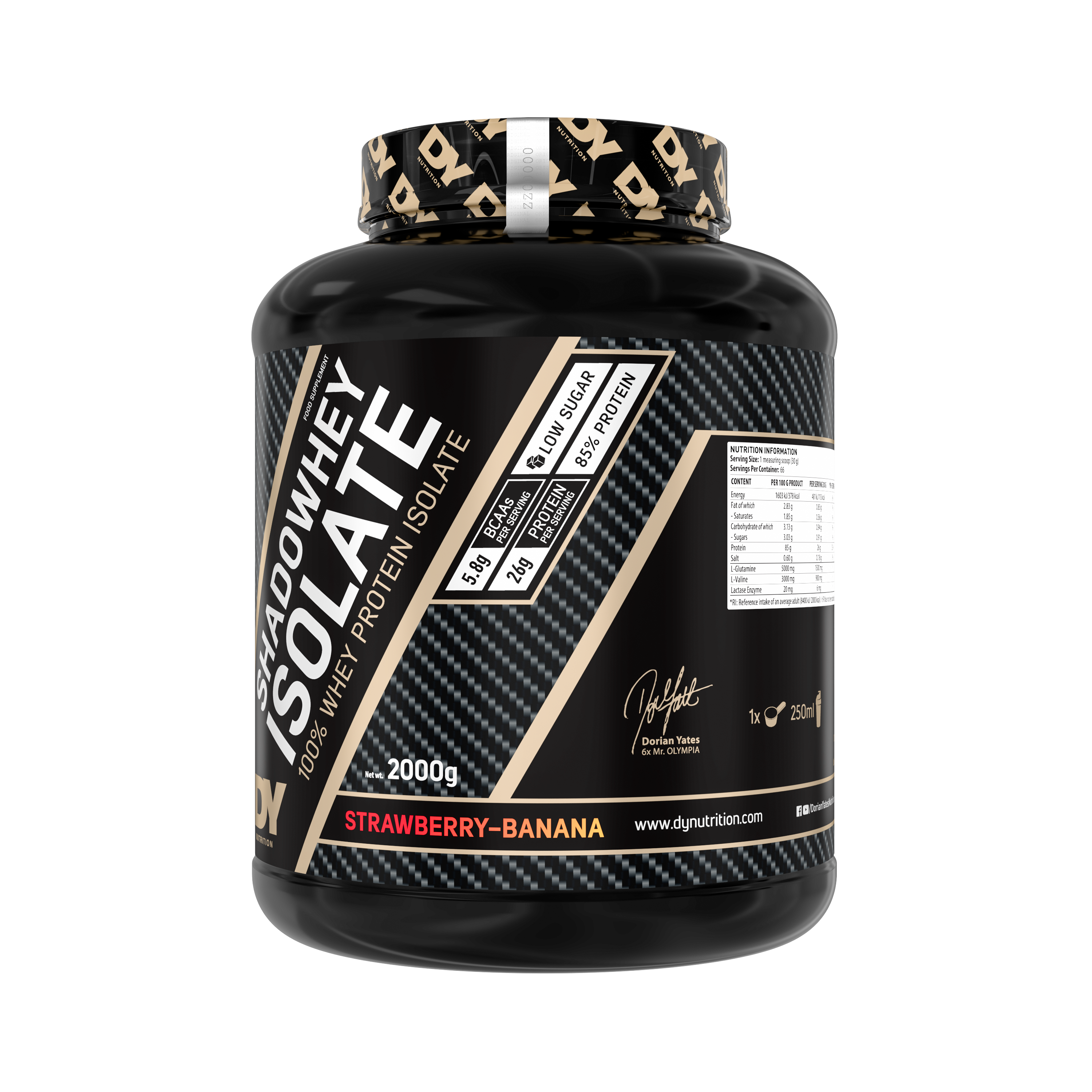 Dynutrition ShadoWhey Isolate Dorian Yates 2 kg | 66 Servicios · 26g Proteína · Bajo en Carbos