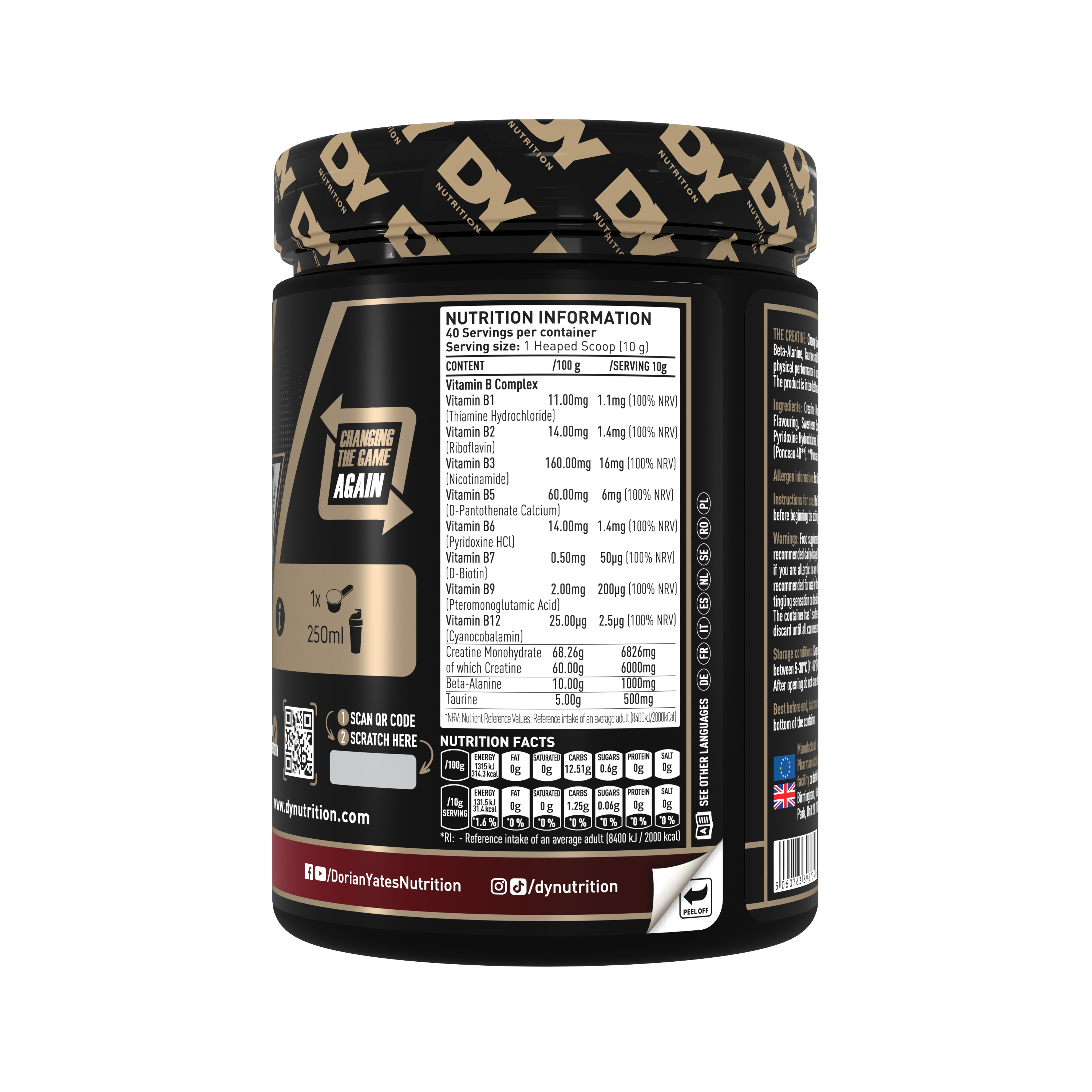 DY Nutrition The Creatine Complex 400g | 50 Servicios | Creatina con Beta-Alanina y Taurina