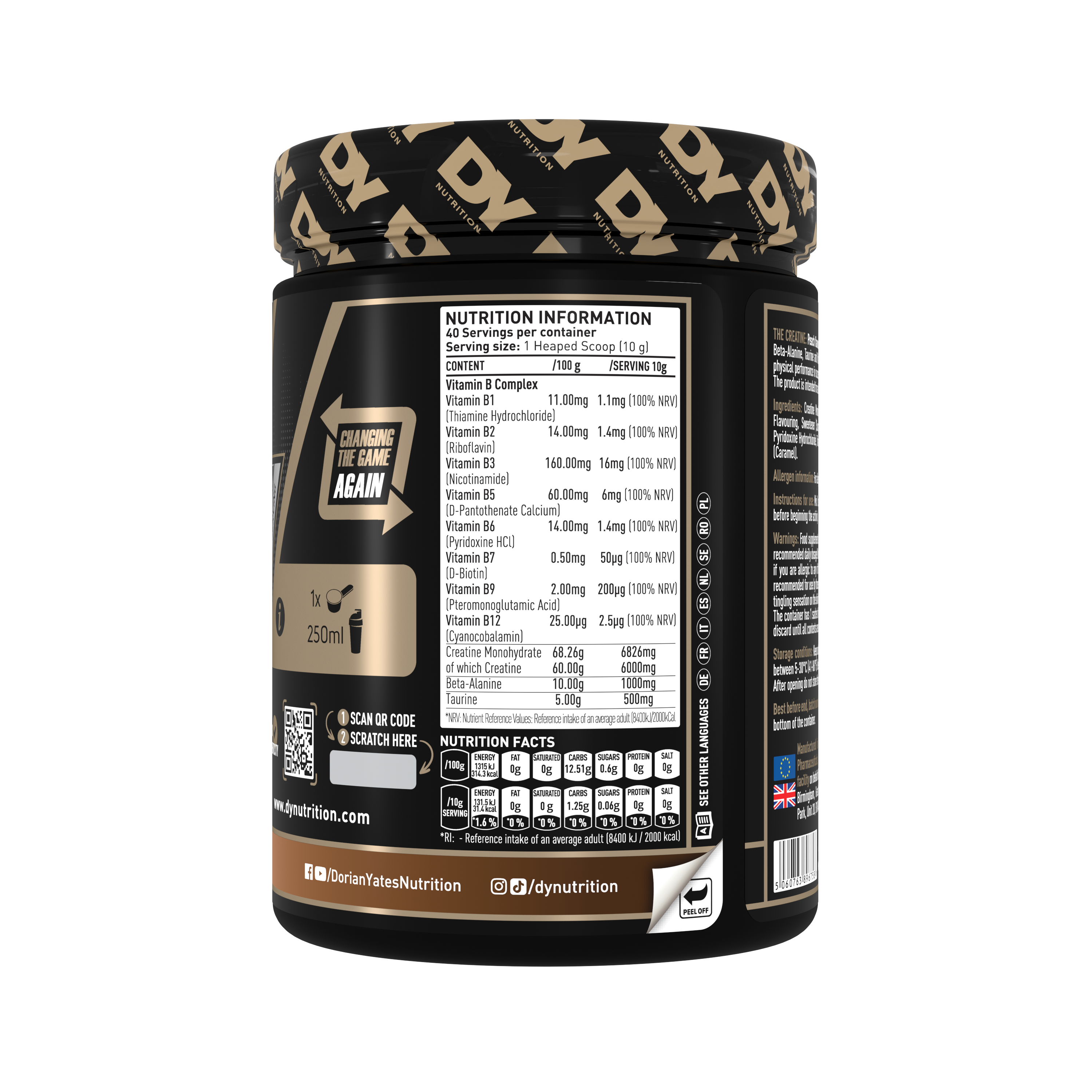 DY Nutrition The Creatine Complex 400g | 50 Servicios | Creatina con Beta-Alanina y Taurina