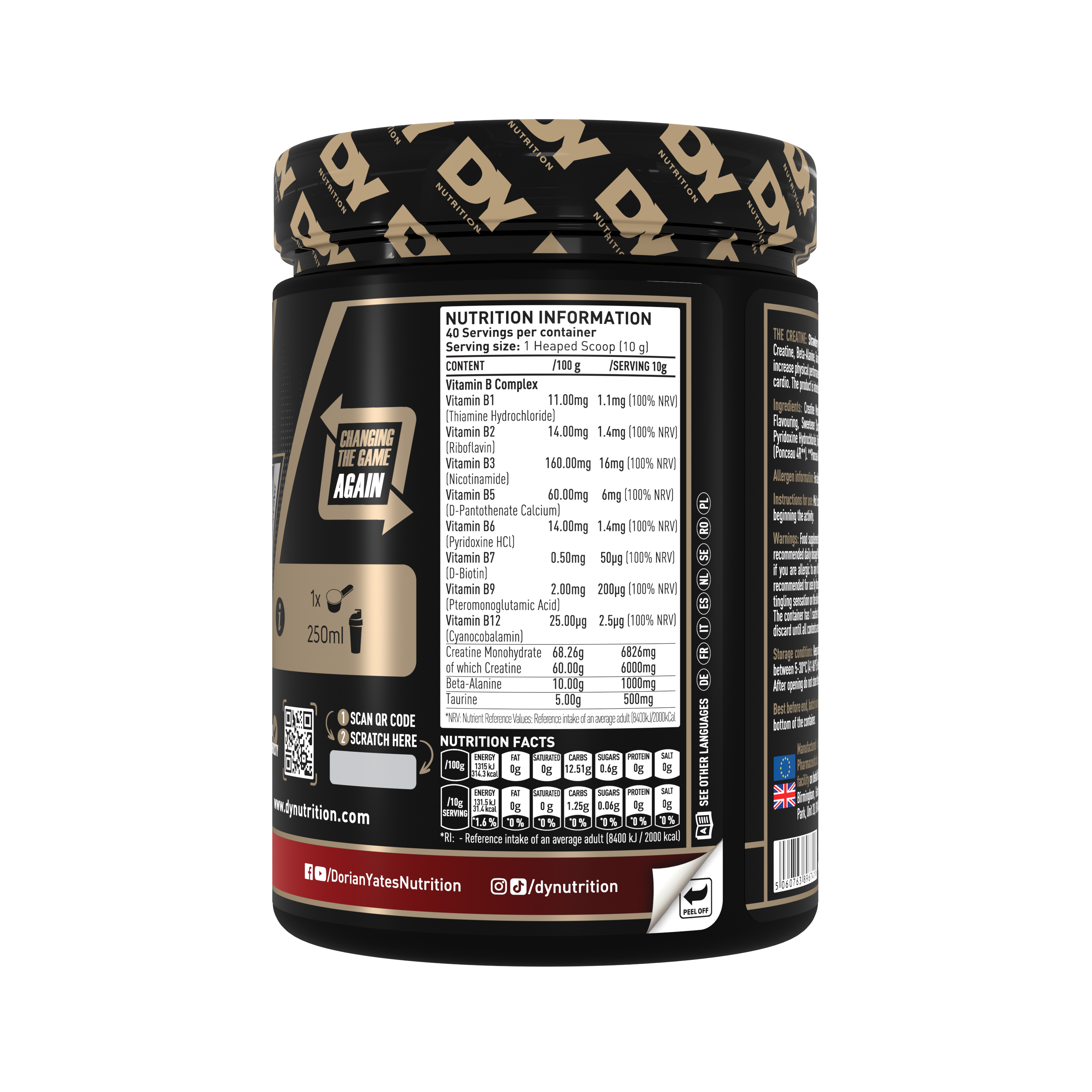 DY Nutrition The Creatine Complex 400g | 50 Servicios | Creatina con Beta-Alanina y Taurina