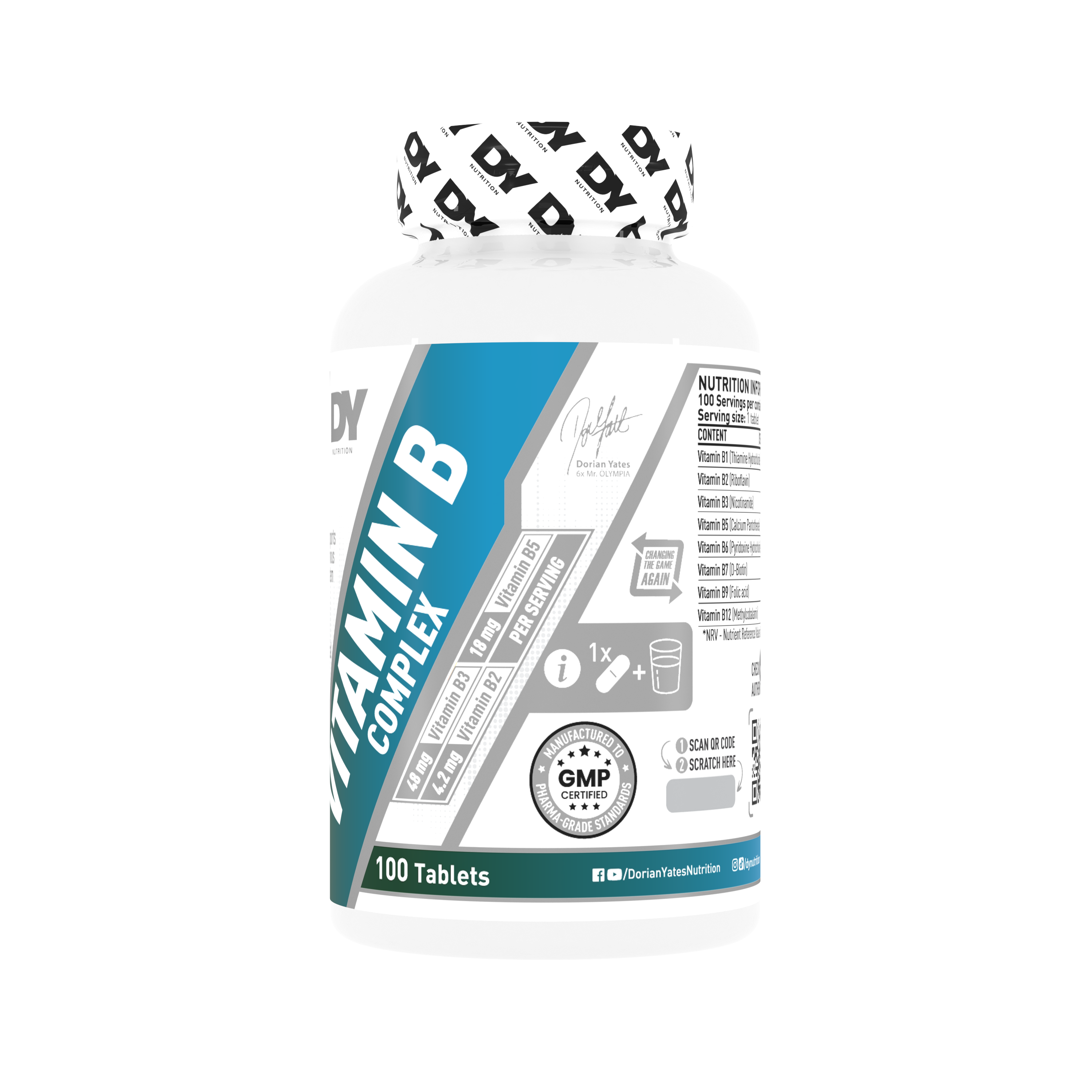 Dynutrition Vitamina B Complex Dorian Yates | 100 Tabletas · Energía y Sistema Nervioso