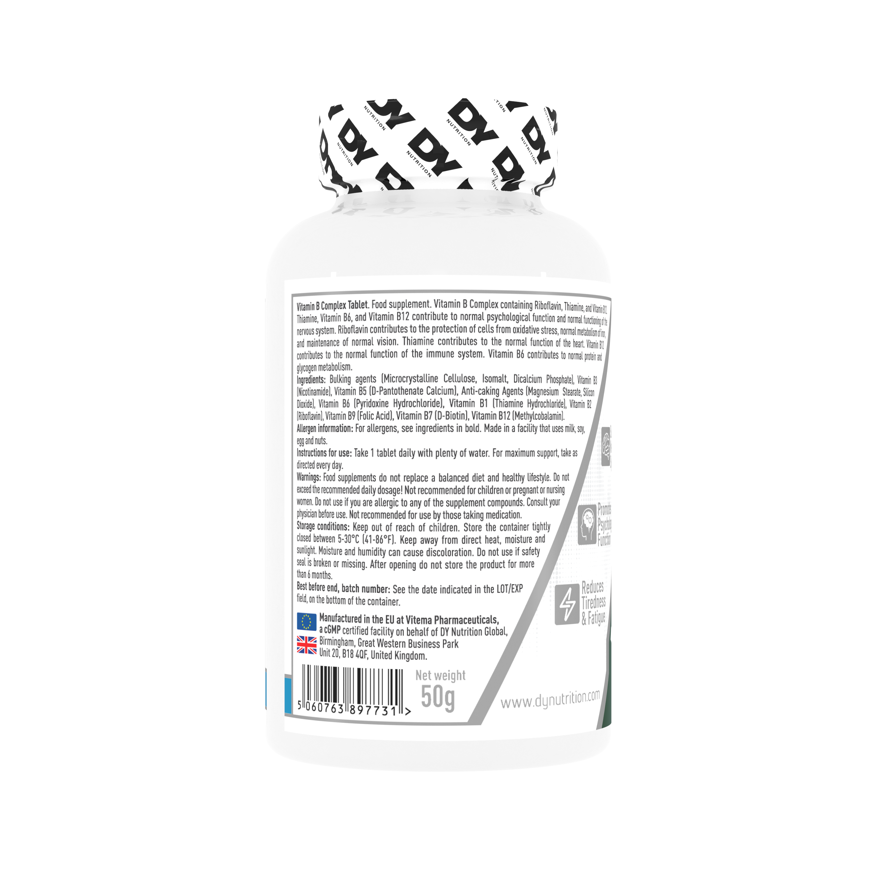 Dynutrition Vitamina B Complex Dorian Yates | 100 Tabletas · Energía y Sistema Nervioso