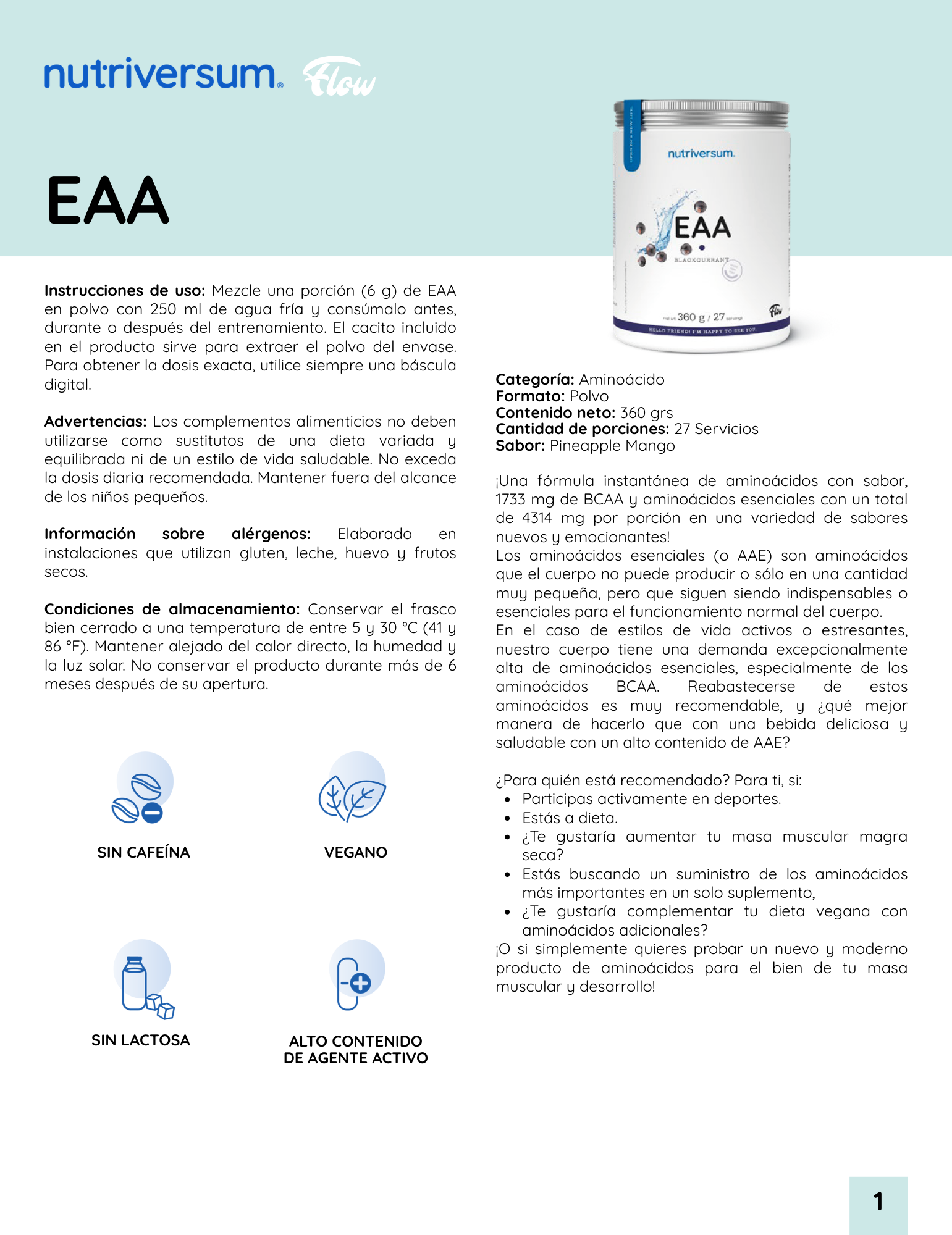 EAA - Nutriversum - 360g / 60 Servicios