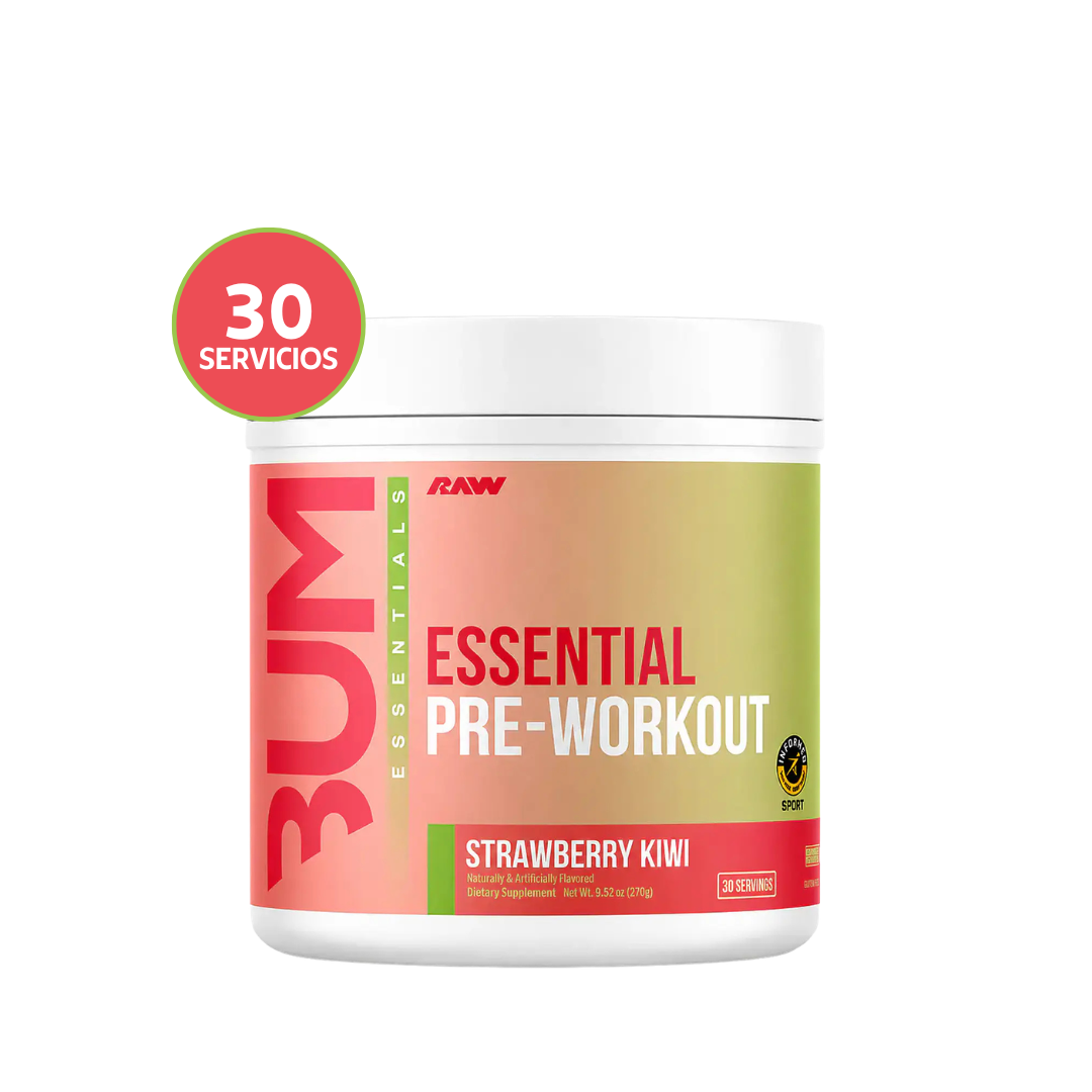 RAW Nutrition Essential Pre-Workout 30 Servicios | Pre Entreno para Energía, Enfoque y Rendimiento