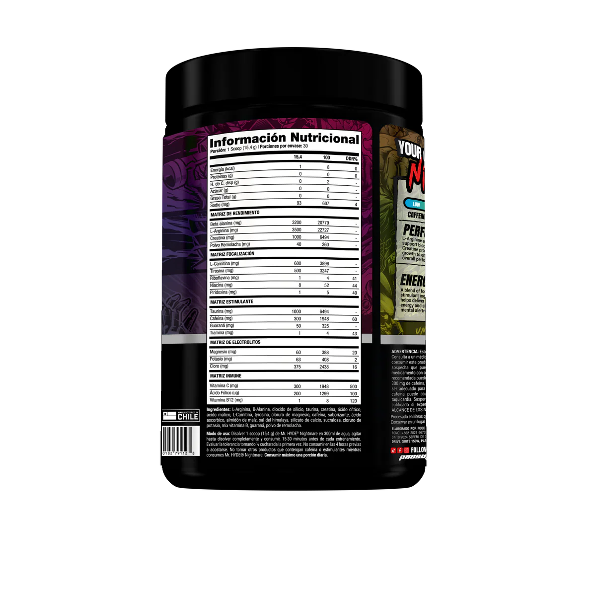 Pack ProSupps Mr. Hyde Nightmare Pre-Entreno + Polera | 30 Servicios · 300 mg Cafeína