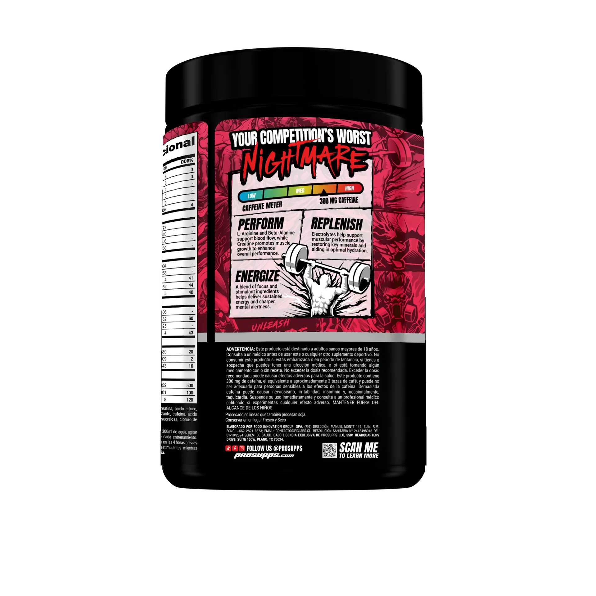 Pack ProSupps Mr. Hyde Nightmare Pre-Entreno + Polera | 30 Servicios · 300 mg Cafeína