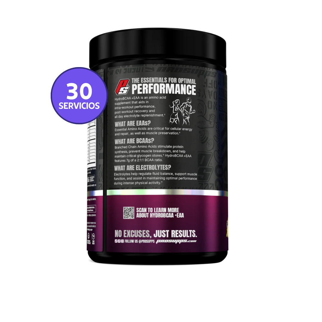 ProSupps HydroBCAA + EAA | 30 Servicios · Aminoácidos Ramificados · Hidratación