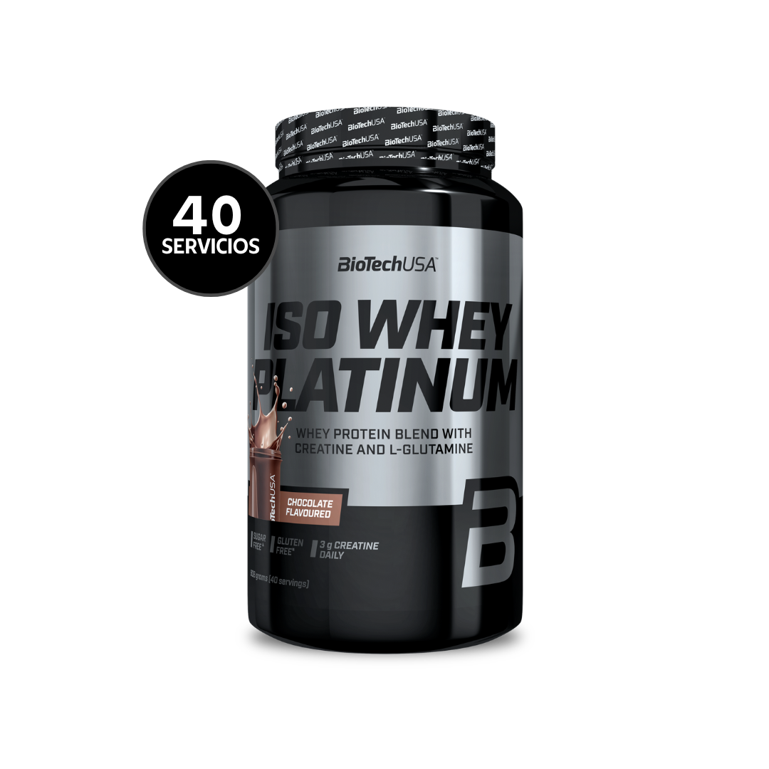BioTechUSA Iso Whey Platinum 908 g | 40 Servicios · Whey Protein con Creatina y L-Glutamina