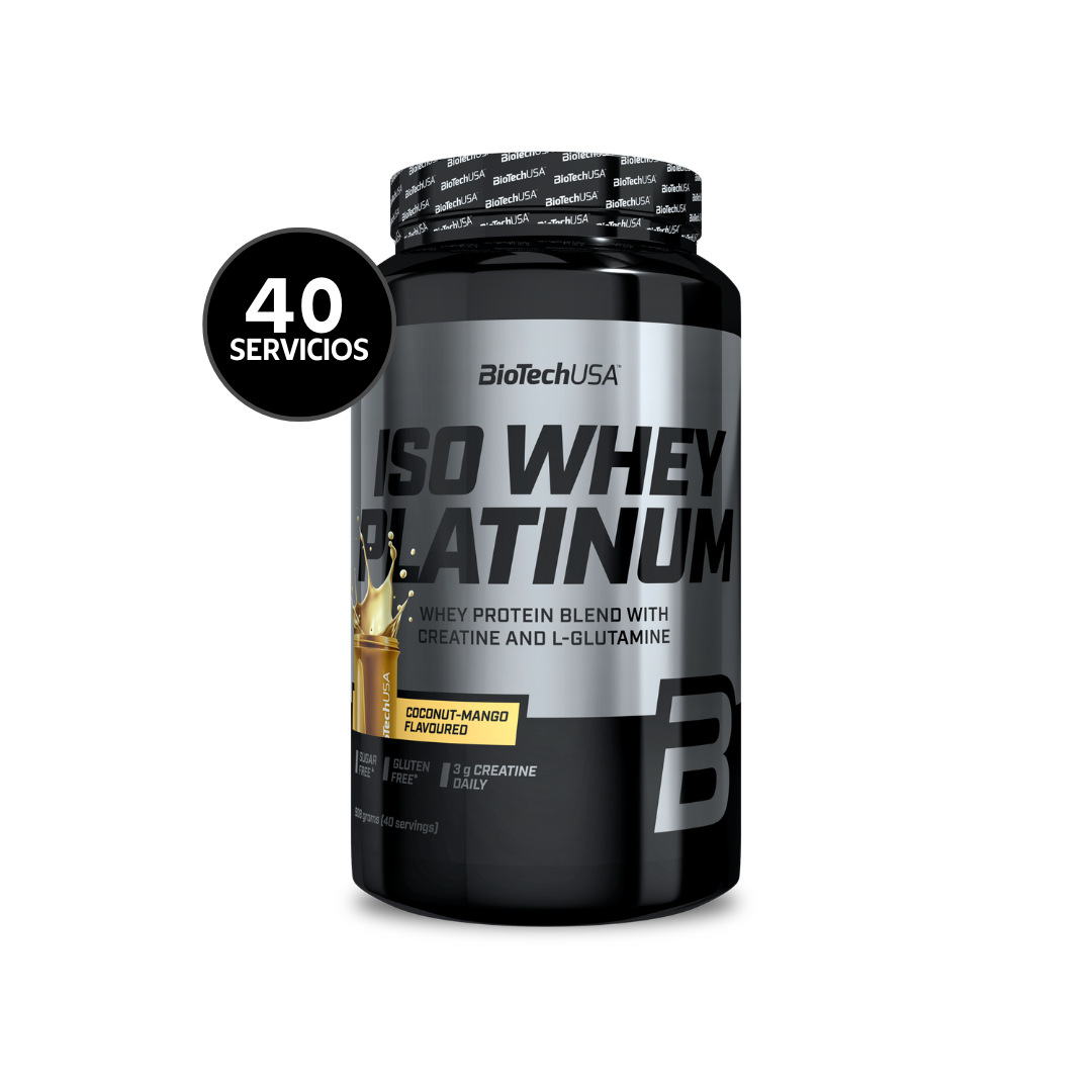 BioTechUSA Iso Whey Platinum 908 g | 40 Servicios · Whey Protein con Creatina y L-Glutamina