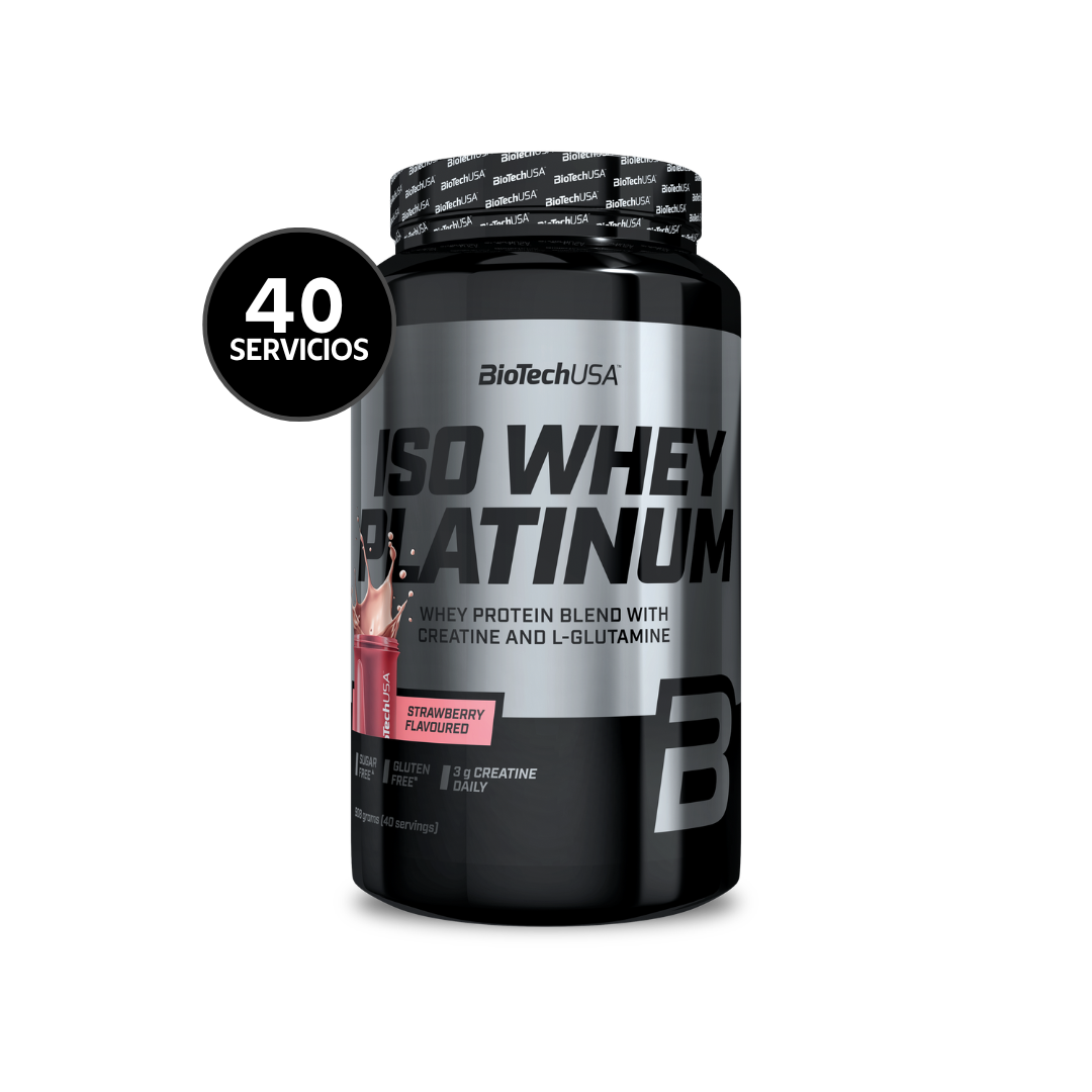 BioTechUSA Iso Whey Platinum 908 g | 40 Servicios · Whey Protein con Creatina y L-Glutamina