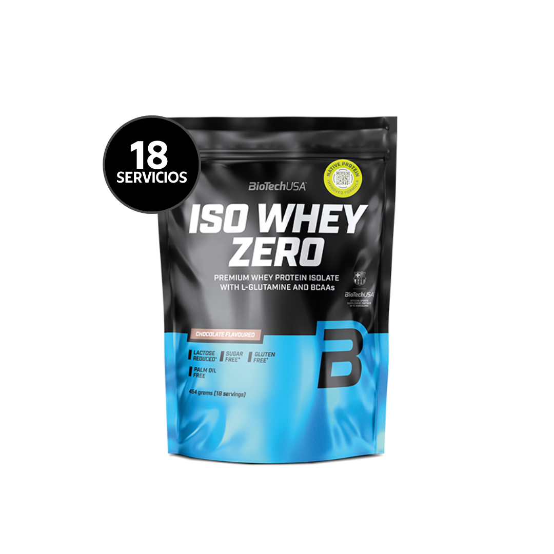 BioTechUSA Iso Whey Zero 454 g | 19 Servicios · Whey Isolate · Sin Azúcar y Gluten