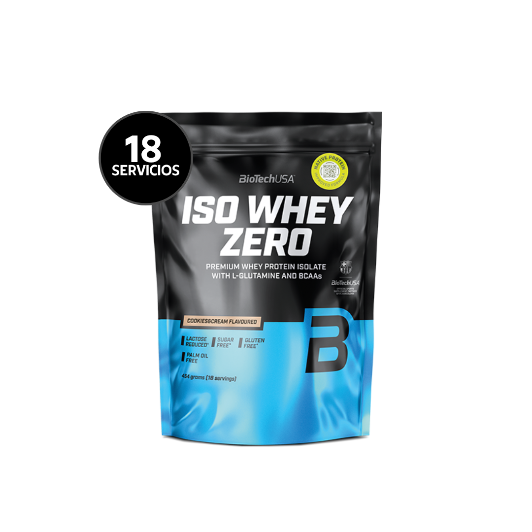 BioTechUSA Iso Whey Zero 454 g | 19 Servicios · Whey Isolate · Sin Azúcar y Gluten